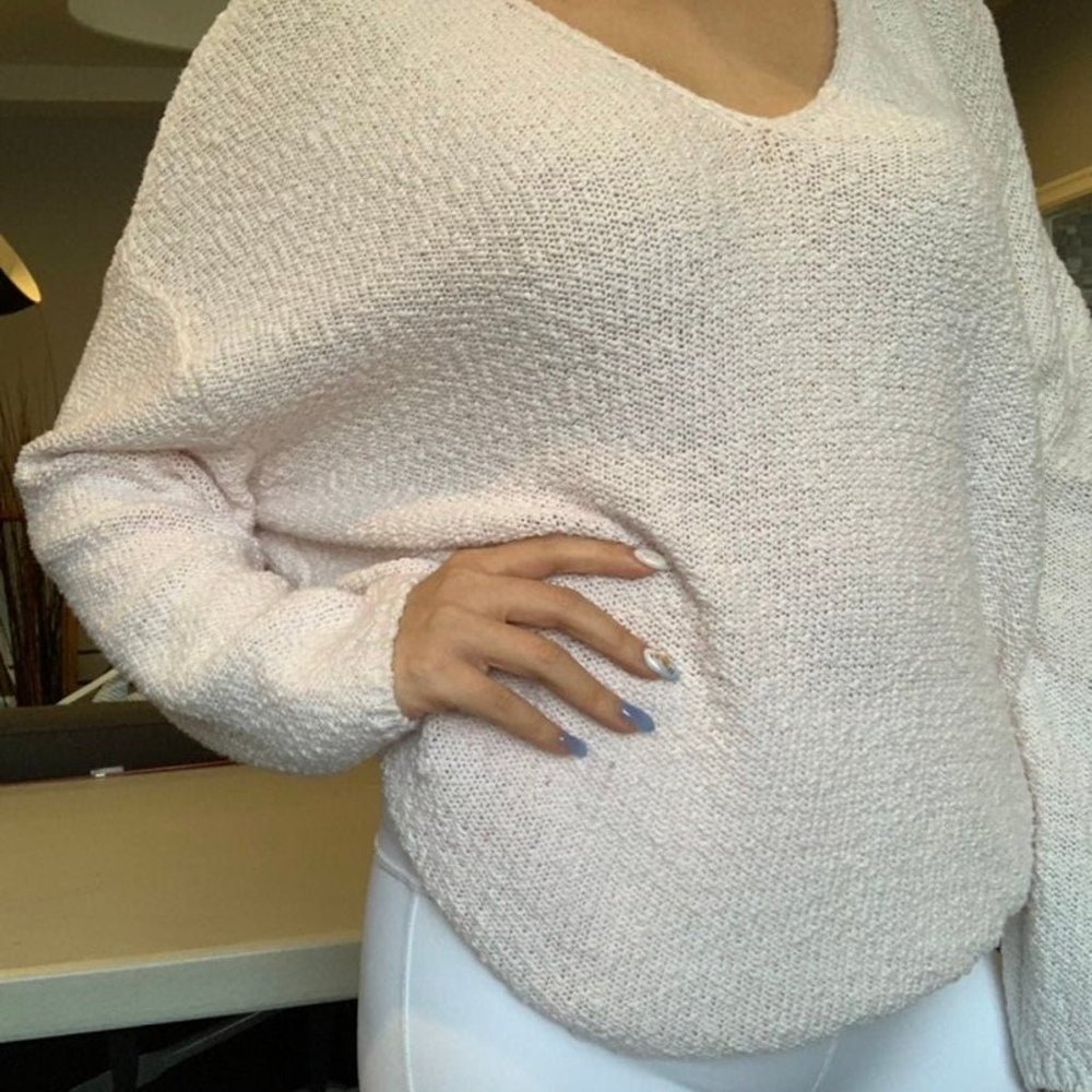 UO Coconut Reversible V-Neck Tunic Sweater